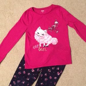 Girls Gymboree Paris top navy flower corduroys 7-8